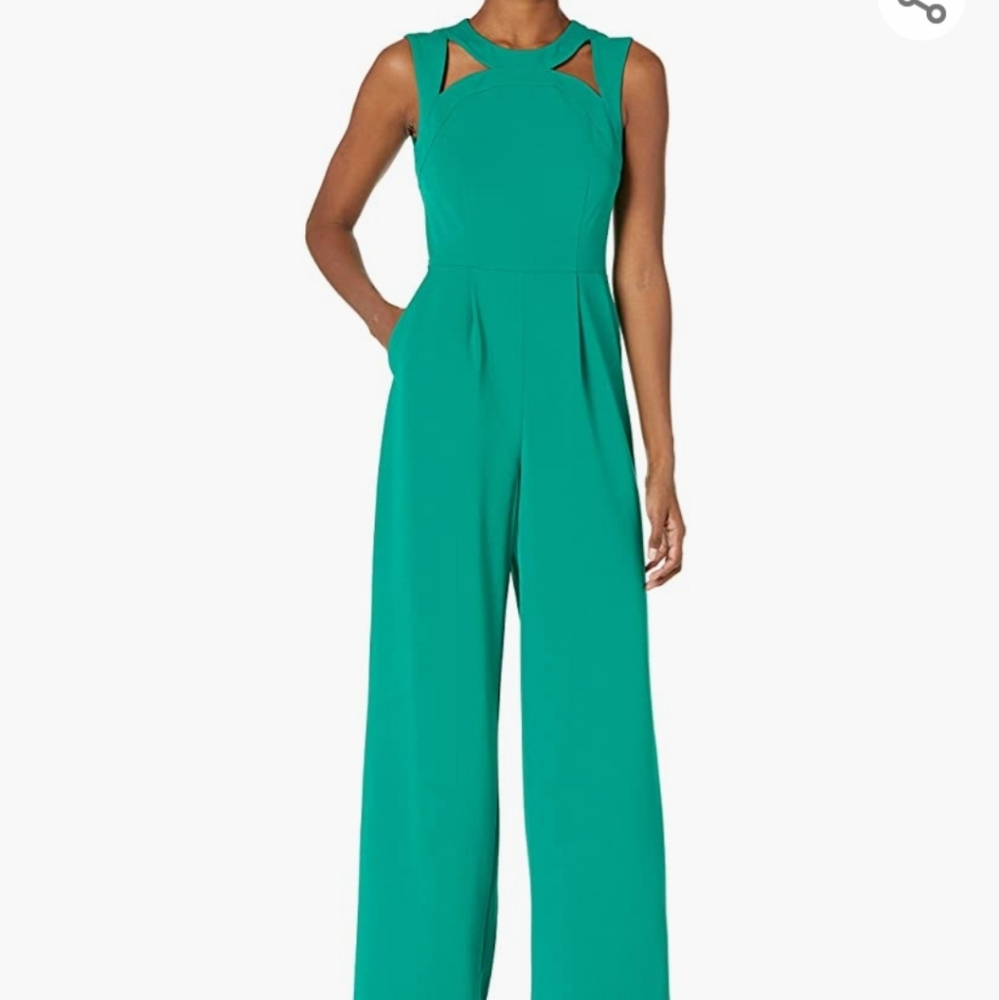 Calvin Klein Emerald Green Cutout Wide-Leg Jumpsuit